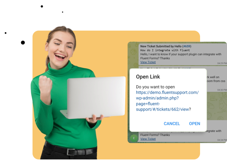 Redirect to Dashboard - Telegram Integration - Fluent Support