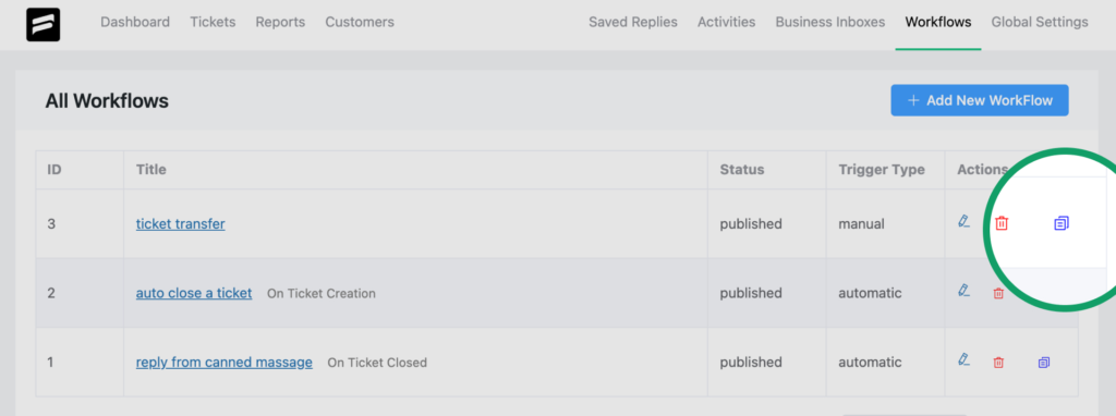 Workflow duplicate in Fluent Support