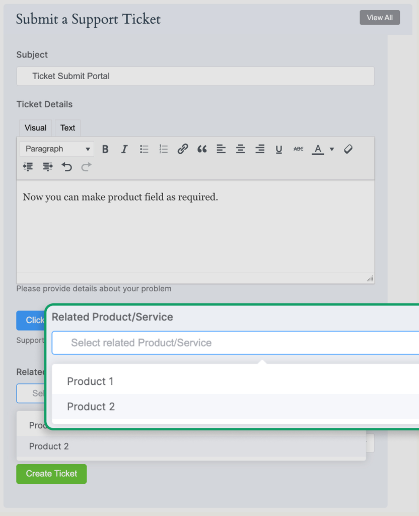 Product Field in Submission