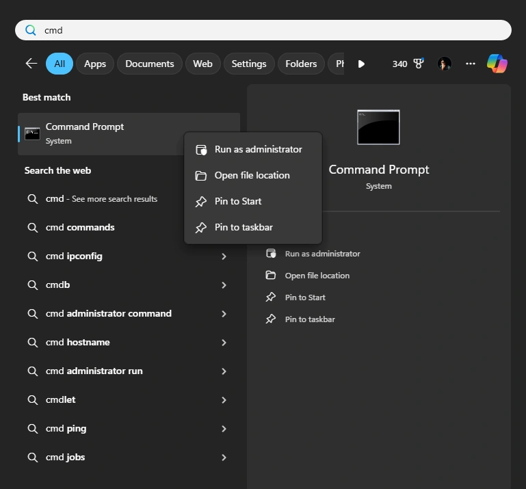 Command Prompt in Windows