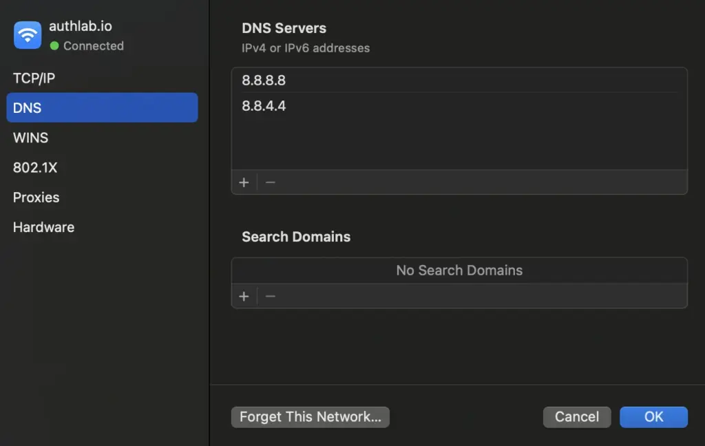DNS servers in Mac