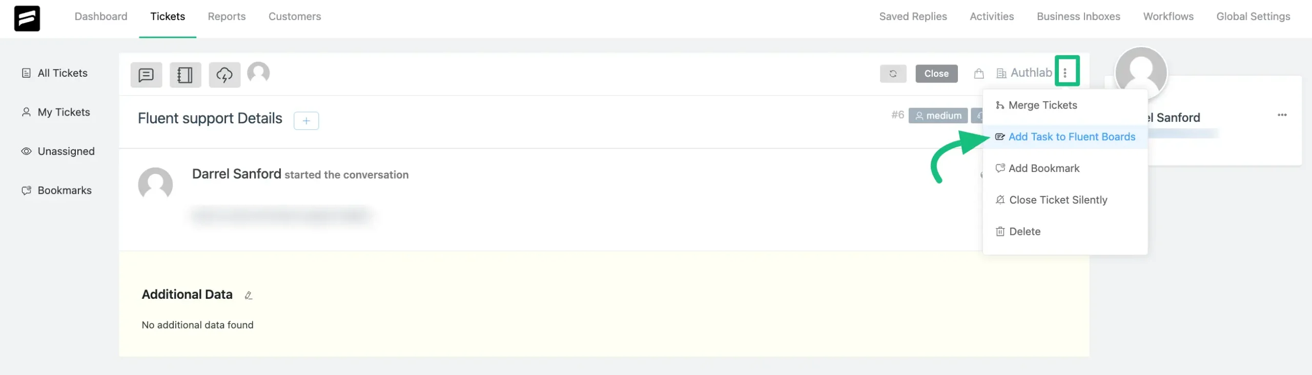 Add Ticket directly from Fluent Support to Fluent Boards
