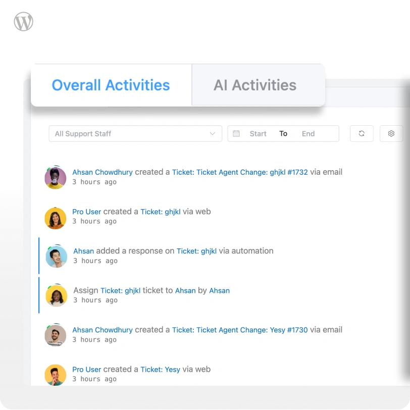 Activity Log - Fluent Support (Home 25)