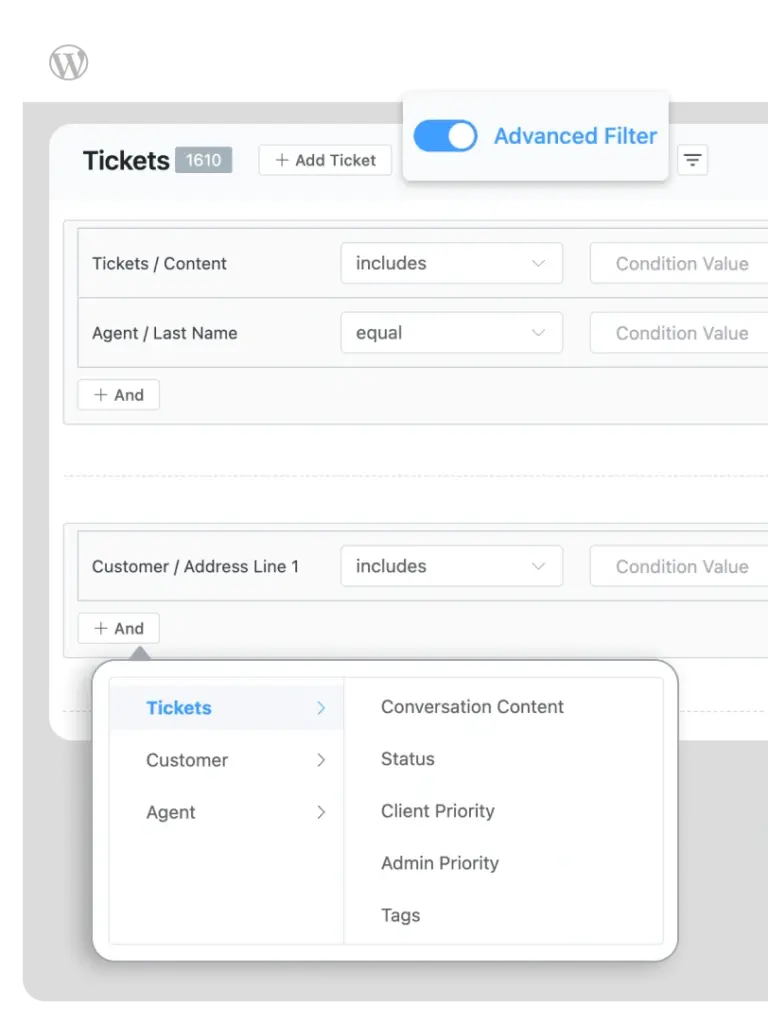 Fluent Support Advanced filtering (Home 25) (Home 25)