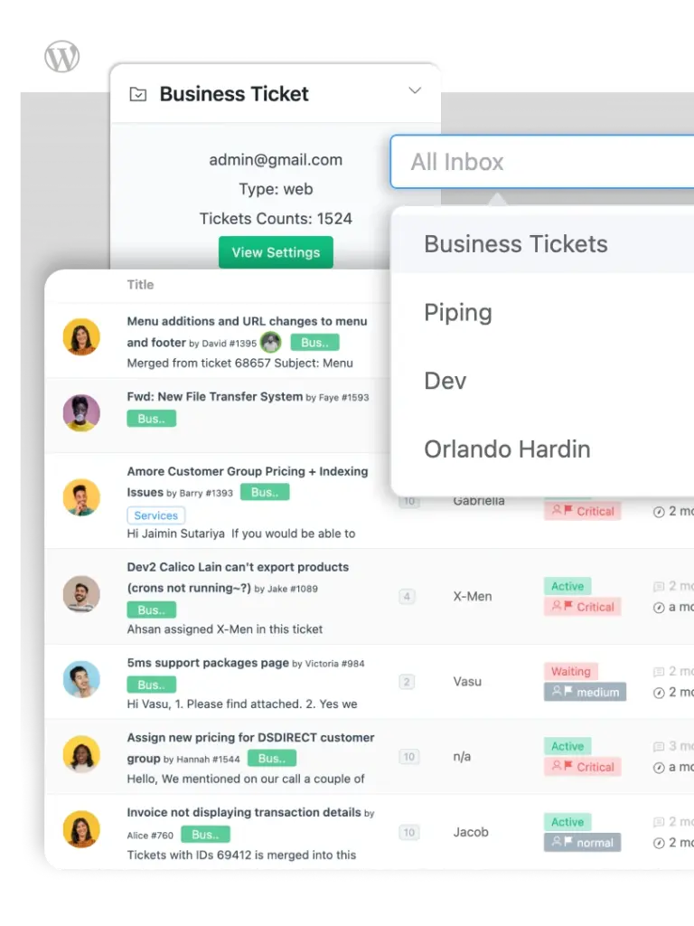 Fluent Support business inbox (Home 25)