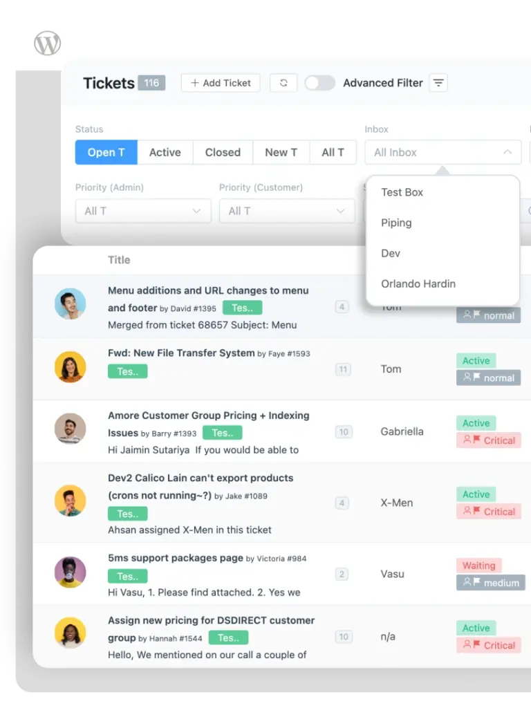 Fluent Support efficient ticket dashboard (Home 25)