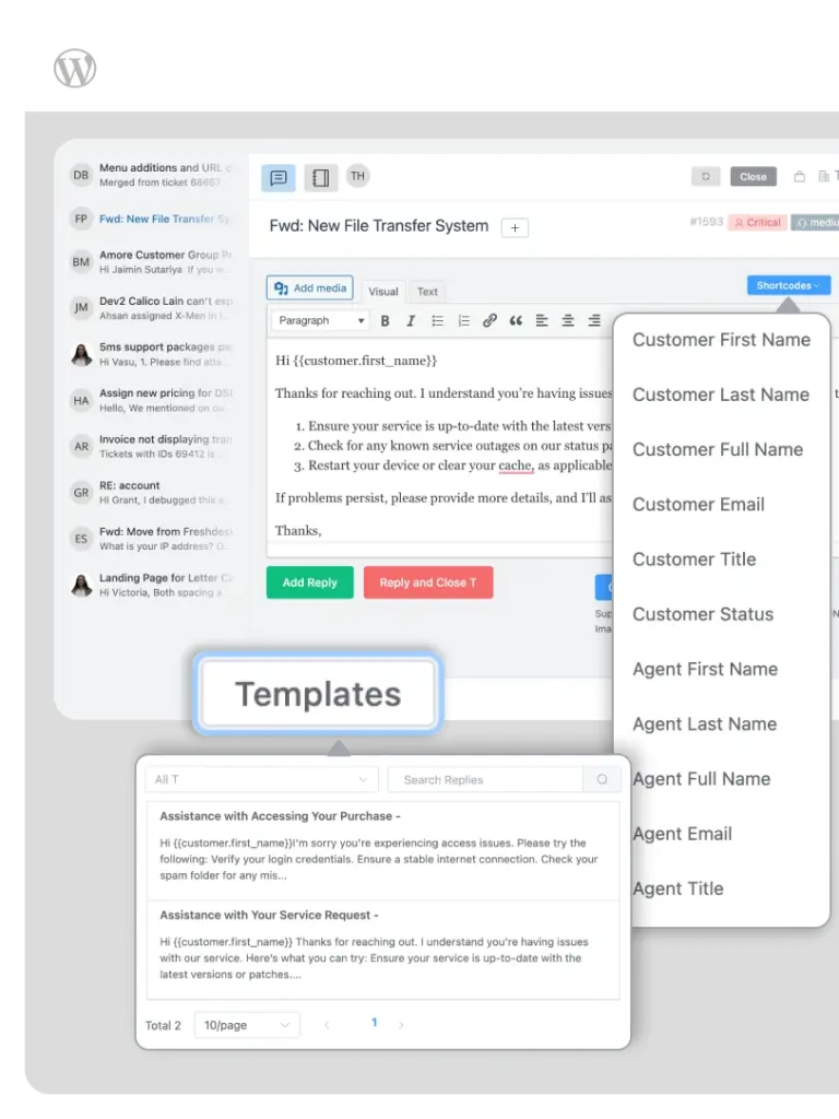 Fluent Support efficient reply inbox (Home 25)