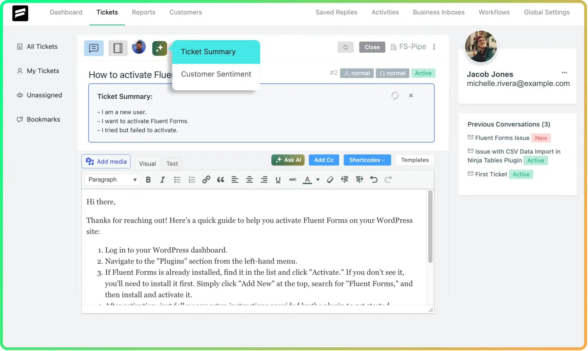 One-click summary and tone