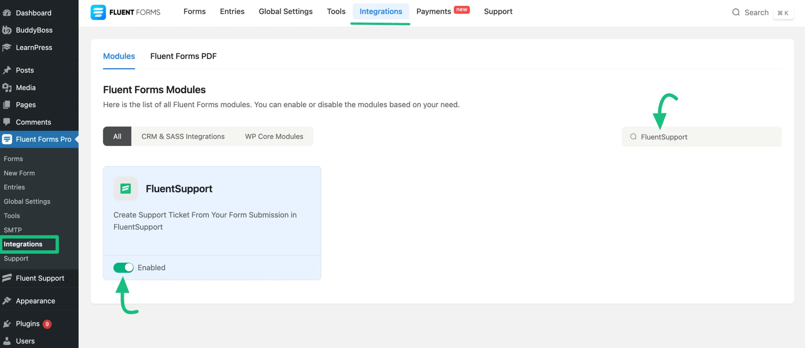 Enable Fluent Support Integrations