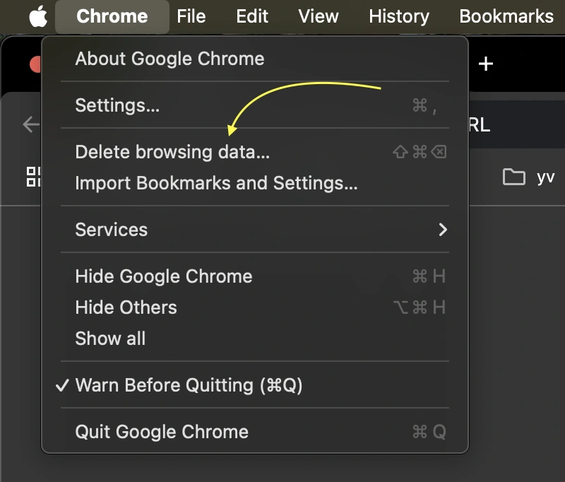 Mac's alternative option for deleting browsing data