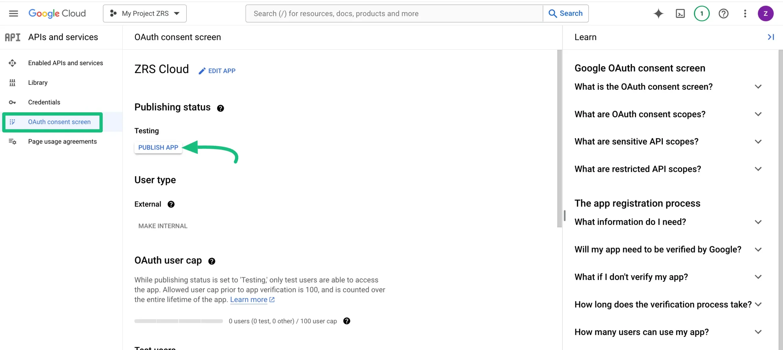 OAuth Consent Screen and PUBLISH APP